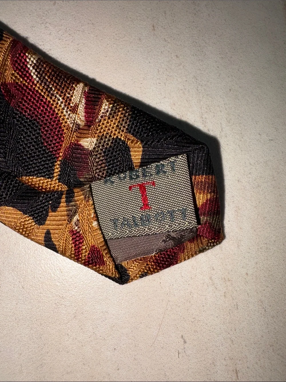 Robert Talbott Studio Silk Classic Men's Patterned Tie in Black, Gold & Burgundy